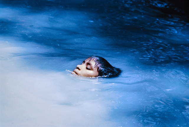 The young Susi Korihana thëri swimming, infrared film, Catrimani, Roraima, 1972–74